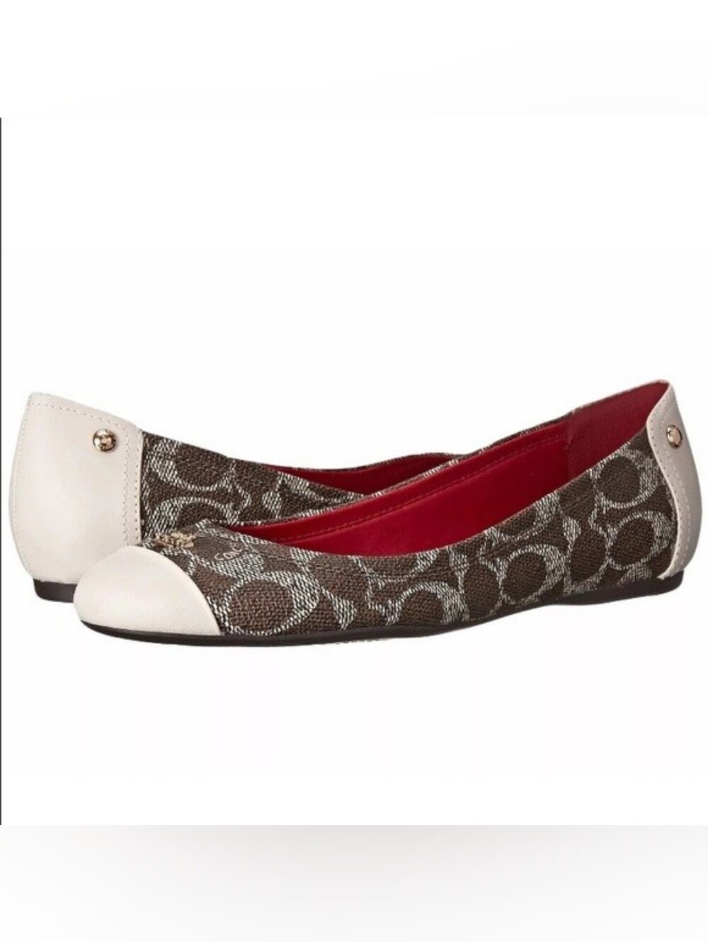 Coach Chelsea Monogram Ballet Flats Brown/White Size 9 B